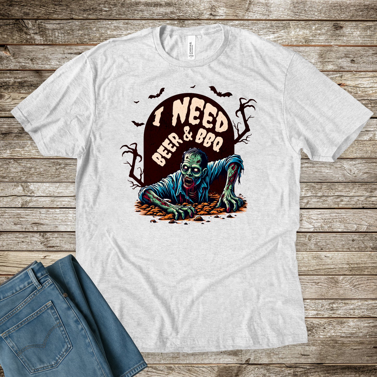 I Need Beer & BBQ - Halloween Premium Tee