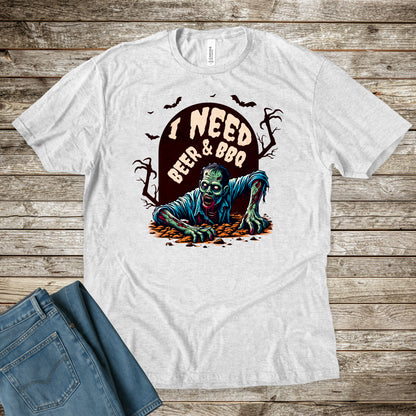 I Need Beer & BBQ - Halloween Premium Tee