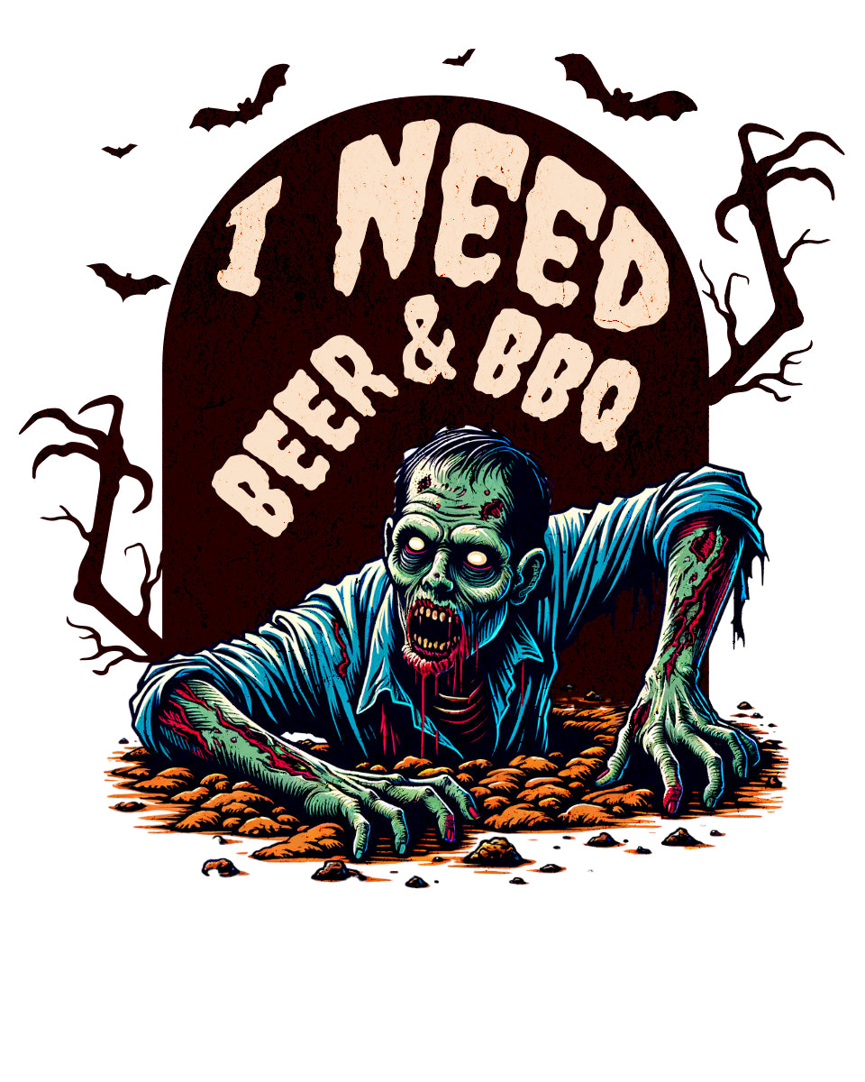 I Need Beer & BBQ - Halloween Premium Tee